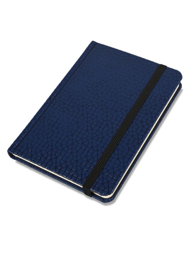 FIS® Executive Notebook, Italian PU Materials, A6 Size(105x148mm,) Round Corners, 96 Sheets, Single Ruled, 70gsm Italian Ivory Paper with Elastic Band Closure, 1 Piece, Blue Color-FSNBEXA6BLD4 - Image 1